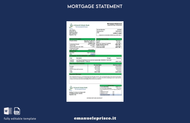 stile verificato Iraq Al Janoob Islamic Bank estratto conto del mutuo Modello Wo